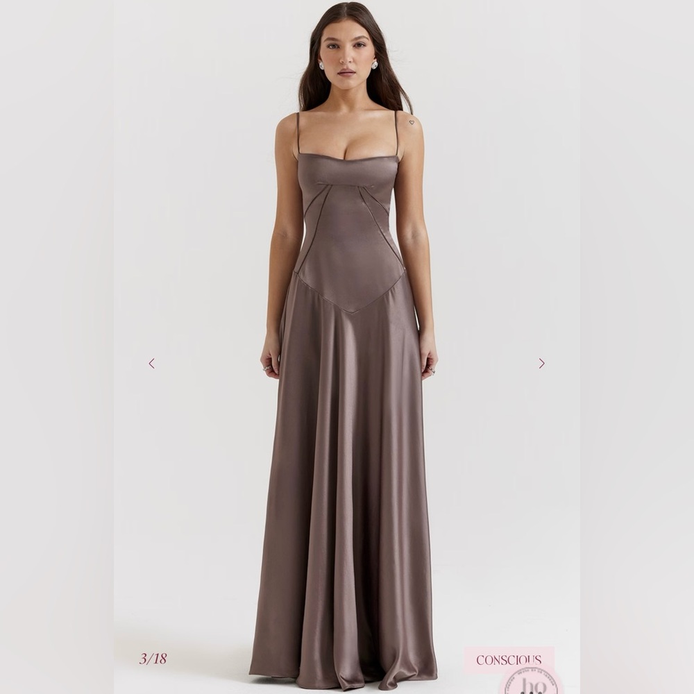 House of CB Anabella Smoke Lace Up Maxi Dress